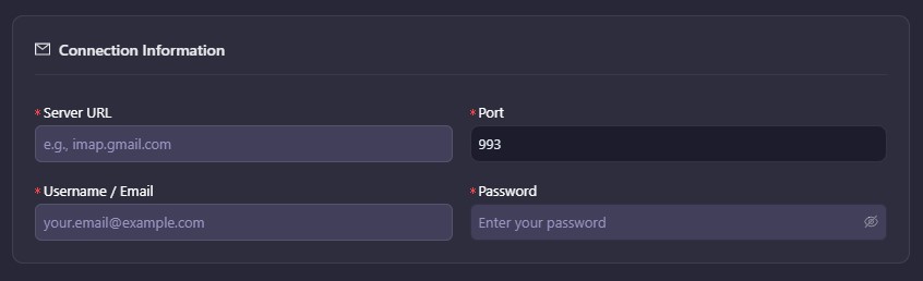 Setup the accurate Connection information