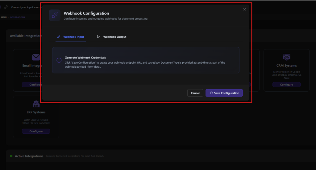Webhook settings