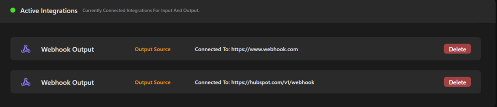 webhook output